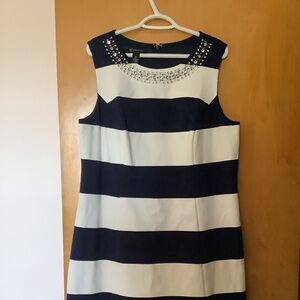 MIDI INC International Concepts Dress Nautical Blue Striped with Jewels Size 2x